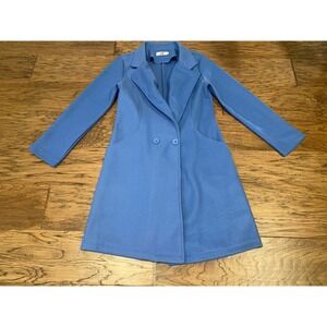 Cabi Women's Long Peacoat Style Jacket Blue Double Button Size Medium